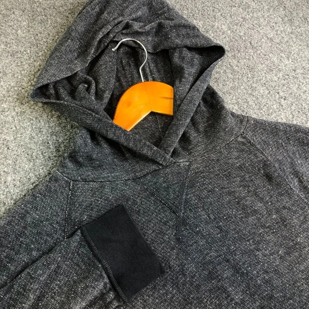 J Crew Shirt Mens Medium Gray Hooded Tshirt Cotton Long Sleeve Hoodie